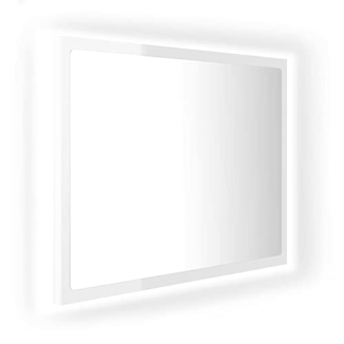 vidaXL LED Badspiegel Wandspiegel Badezimmerspiegel Lichtspiegel Spiegel Hängespiegel Bad Badezimmer Beleuchtung Hochglanz-Weiß 60x8,5x37cm Acryl von vidaXL
