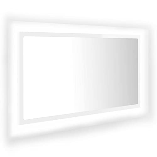 vidaXL LED Badspiegel Wandspiegel Badezimmerspiegel Lichtspiegel Spiegel Hängespiegel Bad Badezimmer Beleuchtung Hochglanz-Weiß 80x8,5x37cm Acryl von vidaXL