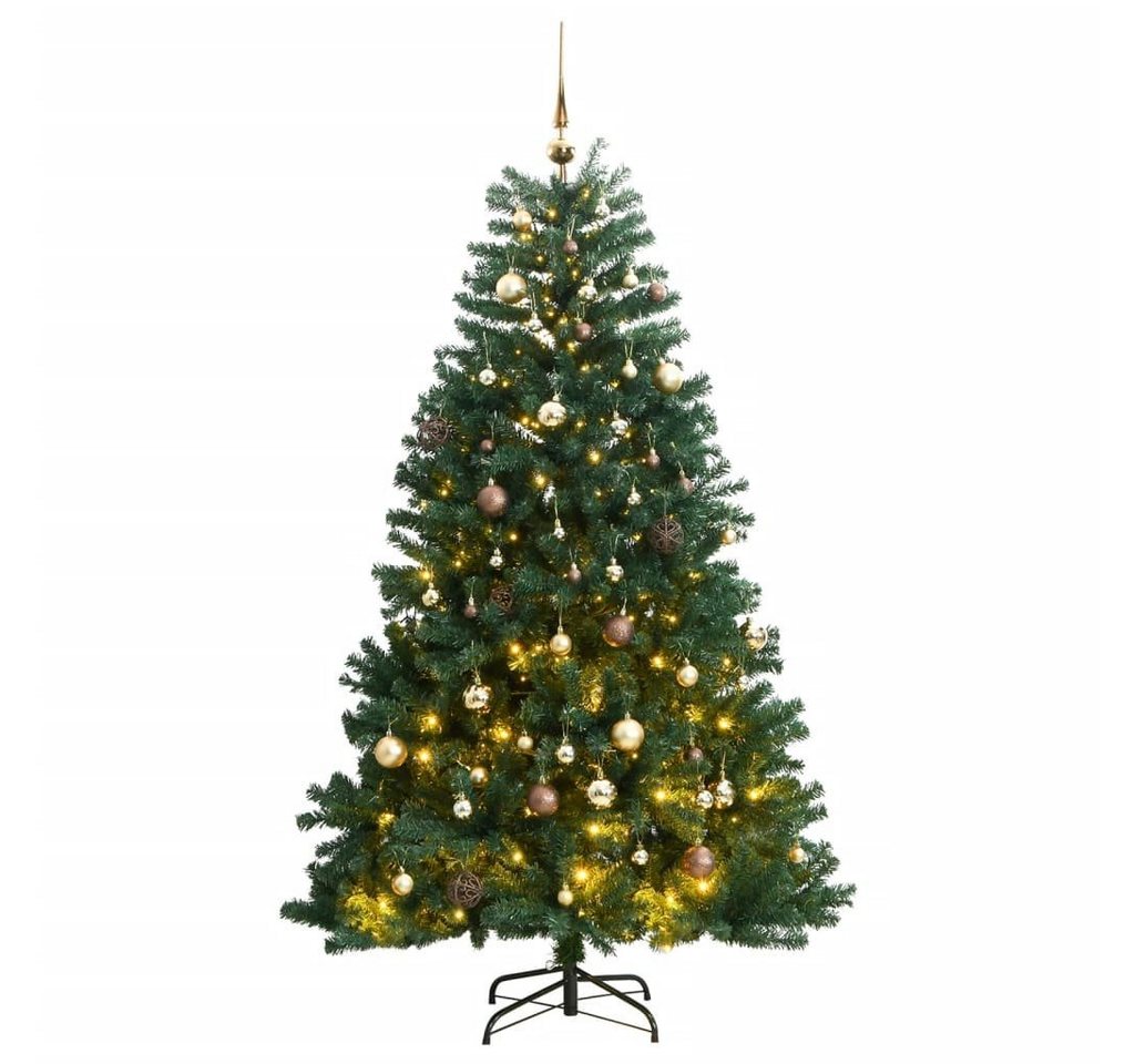 vidaXL LED Baum Künstlicher Weihnachtsbaum Klappbar 300 LEDs & Kugeln 210 cm von vidaXL