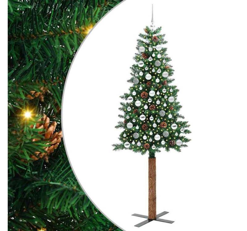 vidaXL LED Baum Schlanker Weihnachtsbaum mit 300 LEDs mit Ständer Grün 210 cm von vidaXL
