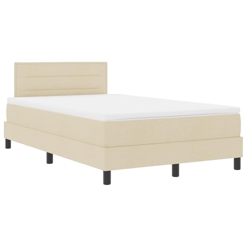 vidaXL modernes Boxspringbett mit Matratze & LED-Beleuchtung 120X200 cm Stoff Beige bequemes Bettzeug für Schlafzimmer Bezug mit Reißverschluss Auflage Topper Taschenmatratzen vidaXL modernes Boxspringbett mit Matratze & LED-Beleuchtung 120X200 cm Stoff Beige bequemes Bettzeug für Schlafzimmer Bezug mit Reißverschluss Auflage Topper Taschenmatratzen von vidaXL
