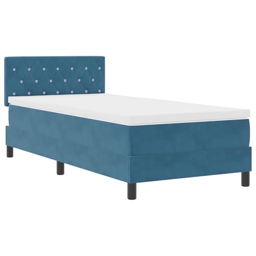 vidaXL LED Boxspringbett mit Matratze Dunkelblau 90x190 cm Samt von vidaXL