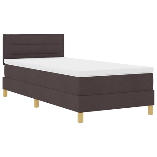 vidaXL LED Boxspringbett mit Matratze Dunkelbraun 90x200 cm Stoff von vidaXL