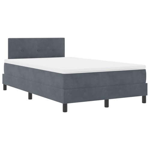 vidaXL Modernes Samt-Bettgestell für 2 Erwachsene Dunkelgrau Stylische Schlafzimmermöbel 120 x 200 cm Sperrholzlatten Elegantes Polsterbett Einfache Montage Doppel Komfort von vidaXL