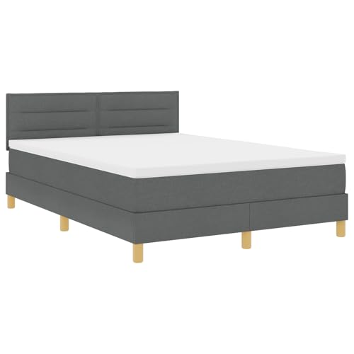 vidaXL Boxspringbett mit Matratze und LED Dunkelgrau 160x200 cm Stoff modernes Design für Paare Schlafzimmer atmungsaktiver Stabiler Rahmen Möbel Doppelbasis Polsterauflage vidaXL Boxspringbett mit Matratze und LED Dunkelgrau 160x200 cm Stoff modernes Design für Paare Schlafzimmer atmungsaktiver Stabiler Rahmen Möbel Doppelbasis Polsterauflage von vidaXL
