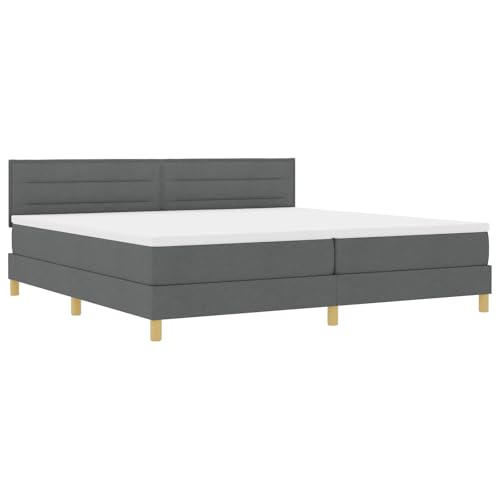 vidaXL Boxspringbett Mit Matratze Und LED Dunkelgrau 200X200 cm Stoff Modernes Design Für Schlafzimmer Von Erwachsenen Atmungsaktives Baumwollgewebe Robuster Holzrahmen Möbel Auflage Schaumstoffbezug von vidaXL