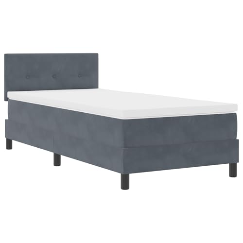 vidaXL LED Boxspringbett mit Matratze Dunkelgrau 80x200 cm Samt von vidaXL