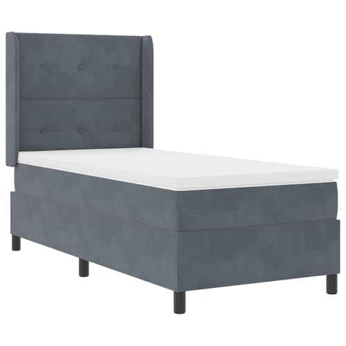 vidaXL Taschenfederkern-Bettenmatratze Dunkelgrau Samt 90X190 cm Einzelweiche Schaumstoff mit abnehmbarem Reißverschlussbezug für Schlafzimmerkomfort Zubehörschoner Topper von vidaXL