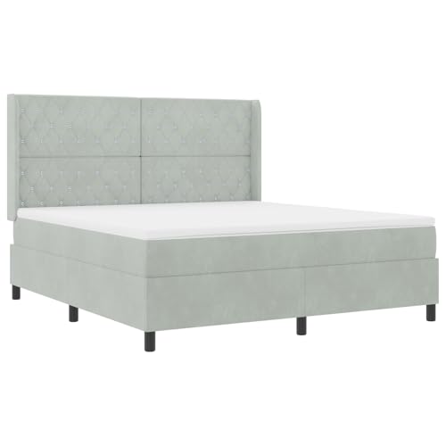 vidaXL Hellgraue Taschenfederbettmatratze 180X200 cm Samt Schaum Reißverschlussbezug Ideal für bequemen Schlaf Topper Schlafzimmermöbel Schutzauflage Übergangstoppers Schlafen von vidaXL
