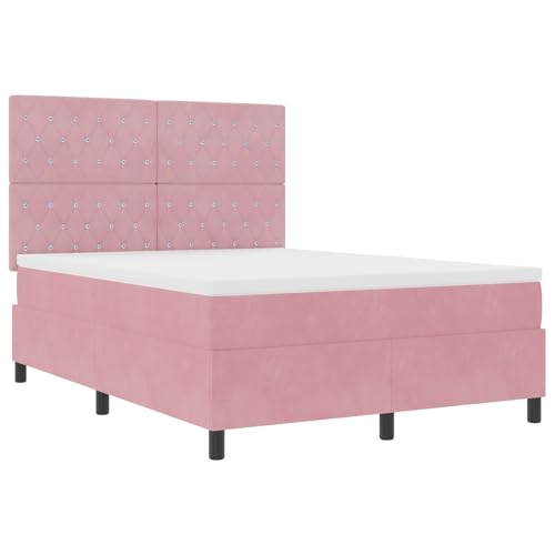 vidaXL LED Boxspringbett mit Matratze Rosa 140x200 cm Samt vidaXL LED Boxspringbett mit Matratze Rosa 140x200 cm Samt von vidaXL