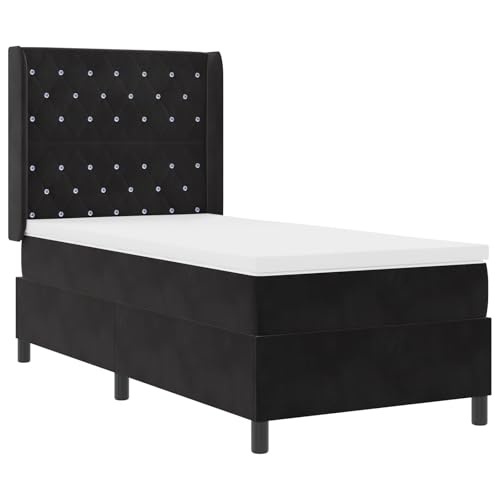 vidaXL LED Boxspringbett mit Matratze Schwarz 100x200 cm Samt von vidaXL