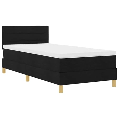 vidaXL Boxspringbett mit Matratze & LED Schwarz 90X200 cm Stoff Modernes Design für Erwachsenenschlafzimmer Fleckenresistenter Polyester und Stabiler Holzrahmen für deinen Schlafkomfort vidaXL Boxspringbett mit Matratze & LED Schwarz 90X200 cm Stoff Modernes Design für Erwachsenenschlafzimmer Fleckenresistenter Polyester und Stabiler Holzrahmen für deinen Schlafkomfort von vidaXL
