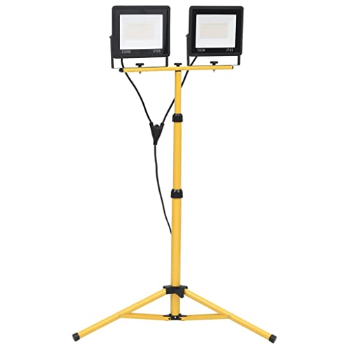 vidaXL LED Fluter mit Stativ Außenstrahler Scheinwerfer Baustrahler Flutlicht Gartenstrahler Arbeitsscheinwerfer Arbeitsleuchte 2x100W Kaltweiß von vidaXL