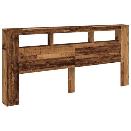 vidaXL LED-Kopfteil Altholz-Optik 220x18,5x103,5 cm Holzwerkstoff, Kopfteil, Kopfteil Bett, Kopfteil mit Ablagen, Bettkopfteil, Kopfteil mit Stauraum von vidaXL
