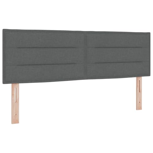 vidaXL LED Kopfteil Linien Design Dunkelgrau 160 cm Stoff | Wandmontierte Moderne Streifenbeleuchtung von vidaXL