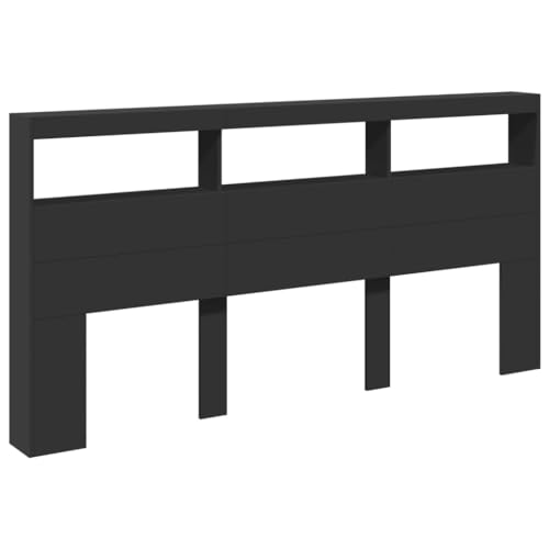 vidaXL LED Kopfteil mit Ablagen, Bettkopfteil mit RGB-LED-Leuchten, Bettrückwand mit hervorragender Rückenlehne, Rückwand Betthaupt, Schwarz 200x17x102cm von vidaXL