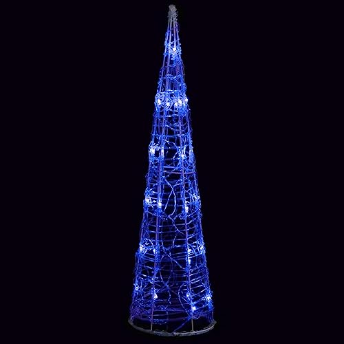 vidaXL LED Leuchtkegel Acryl Deko Pyramide Weihnachtsbeleuchtung Weihnachtsdeko Weihnachten Dekorationsleuchte Lichterpyramide Blau 60cm von vidaXL
