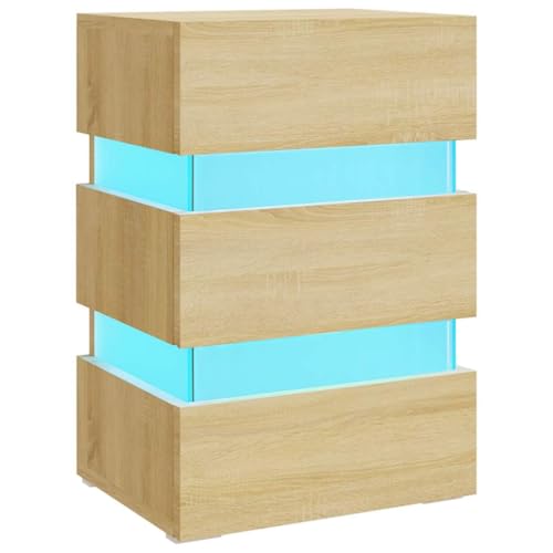 vidaXL LED Nachttisch Nachtschrank Nachtkonsole Nachtkommode Schlafzimmer Schrank Kommode Telefontisch Beistelltisch Sonoma-Eiche 45x35x67cm Holzwerkstoff vidaXL LED Nachttisch Nachtschrank Nachtkonsole Nachtkommode Schlafzimmer Schrank Kommode Telefontisch Beistelltisch Sonoma-Eiche 45x35x67cm Holzwerkstoff von vidaXL