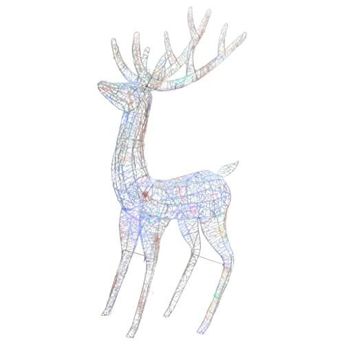 vidaXL LED Rentier Weihnachtsdeko XXL Beleuchtet Weihnachtsbeleuchtung Weihnachtsdekoration Deko Figur Innen Außen Acryl 250 LEDs 180cm Mehrfarbig von vidaXL