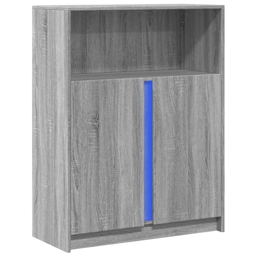 vidaXL Sideboard, Kommode mit LED Stauraum, Anrichte Schrank für Wohnzimmer, Beistellschrank Mehrzweckschrank Highboard, Grau Sonoma Holzwerkstoff von vidaXL