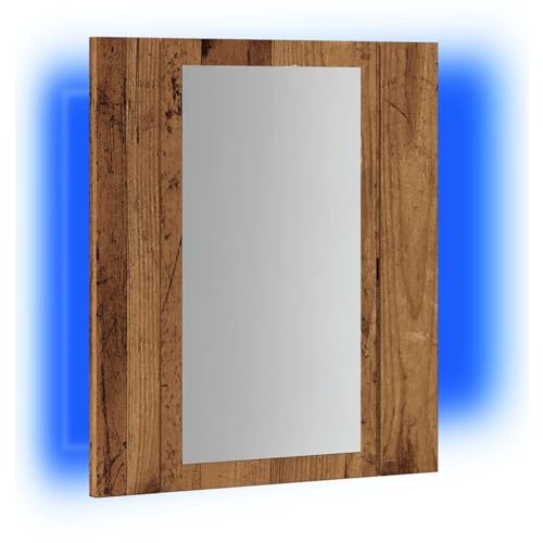 vidaXL LED-Spiegelschrank Altholz-Optik 40x12x45 cm Holzwerkstoff, Spiegelschrank, Wandschrank, Badezimmerschrank, Schminkspiegel, Badschrank von vidaXL