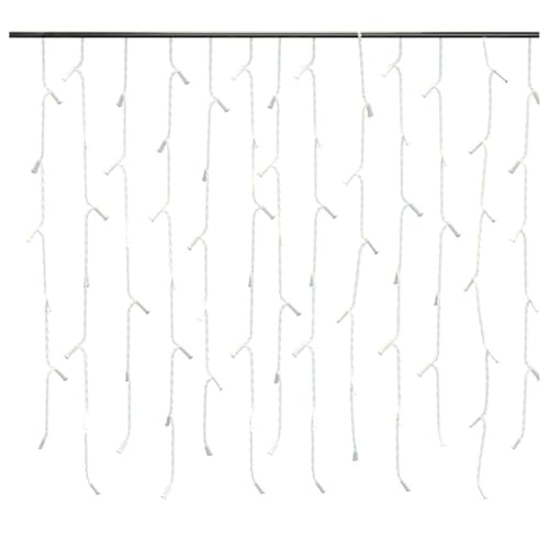 vidaXL LED Vorhang mit Eiszapfen Lichterkette Weihnachtsbeleuchtung Eisregen Innen Außen Weihnachtsdeko 10m 400 LED 8 Funktionen Warmweiß von vidaXL