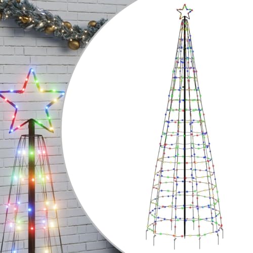 vidaXL LED Weihnachtsbaum, Beleuchtet Christbaum mit Erdspießen 570 LEDs, LED Tannenbaum mit 8 Beleuchtungsmodi, Weihnachtsbeleuchtung Weihnachtsdeko, Mehrfarbig 300 cm von vidaXL