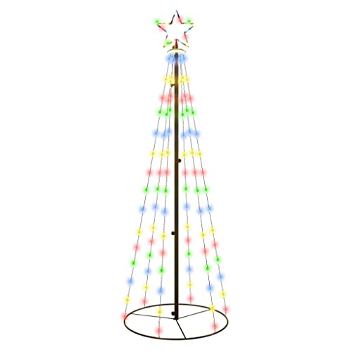 vidaXL LED Weihnachtsbaum Kegelform Tannenbaum Lichterbaum Weihnachtsdeko Stern Beleuchtung Außen Beleuchtet Lichterkette Mehrfarbig 108 LEDs 70x180cm von vidaXL