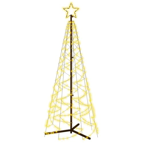 vidaXL LED Weihnachtsbaum Kegelform Tannenbaum Lichterbaum Weihnachtsdeko Stern Beleuchtung Außen Beleuchtet Lichterkette Warmweiß 200 LEDs 70x180cm von vidaXL