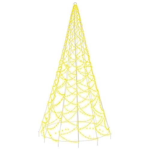 vidaXL LED Weihnachtsbaum für Fahnenmast Tannenbaum Lichterbaum Weihnachtsdeko Beleuchtung Außen Beleuchtet Lichterkette Warmweiß 500 LEDs 300cm von vidaXL