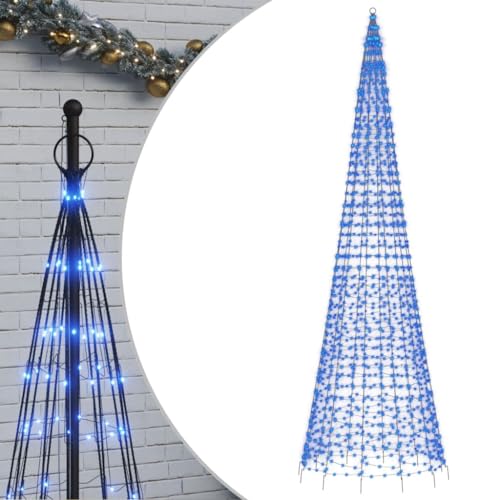 vidaXL LED Weihnachtsbaum für Fahnenmast, Beleuchtet Christbaum mit 1534 LEDs, LED Tannenbaum mit 8 Beleuchtungsmodi, Weihnachtsbeleuchtung Weihnachtsdeko, Blau 500 cm von vidaXL