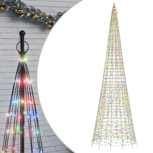 vidaXL LED Weihnachtsbaum für Fahnenmast, Beleuchtet Christbaum mit 1534 LEDs, LED Tannenbaum mit 8 Beleuchtungsmodi, Weihnachtsbeleuchtung Weihnachtsdeko, Mehrfarbig 500 cm von vidaXL