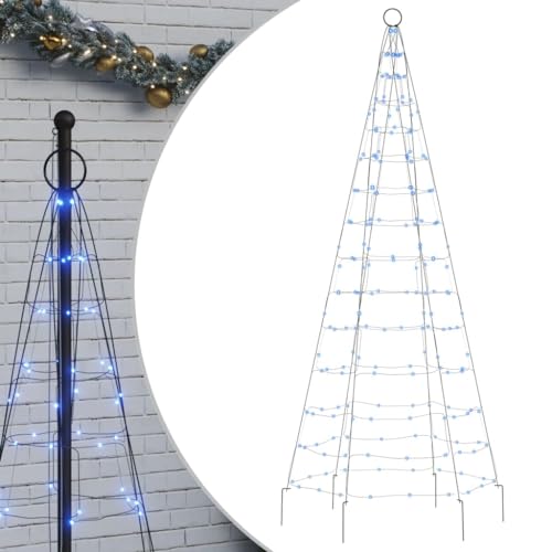 vidaXL LED Weihnachtsbaum für Fahnenmast, Beleuchtet Christbaum mit 200 LEDs, LED Tannenbaum mit 8 Beleuchtungsmodi, Weihnachtsbeleuchtung Weihnachtsdeko, Blau 180 cm von vidaXL