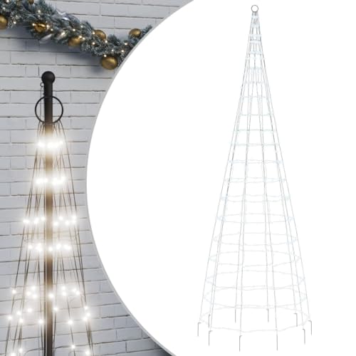 vidaXL LED Weihnachtsbaum für Fahnenmast, Beleuchtet Christbaum mit 550 LEDs, LED Tannenbaum mit 8 Beleuchtungsmodi, Weihnachtsbeleuchtung Weihnachtsdeko, Kaltweiß 300 cm von vidaXL