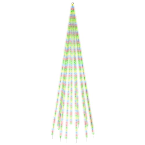 vidaXL LED Weihnachtsbaum für Fahnenmast Tannenbaum Lichterbaum Weihnachtsdeko Beleuchtung Außen Beleuchtet Lichterkette Mehrfarbig 732 LEDs 500cm von vidaXL