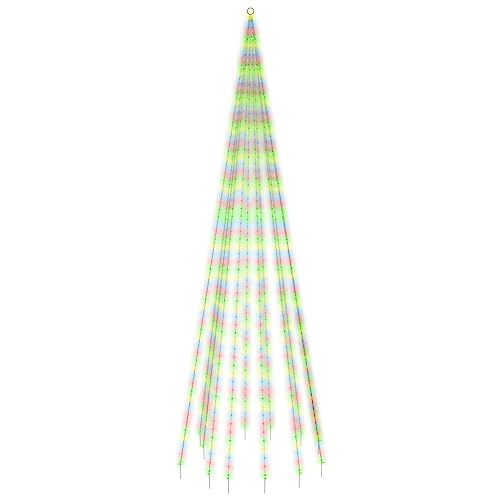 vidaXL LED Weihnachtsbaum für Fahnenmast Tannenbaum Lichterbaum Weihnachtsdeko Beleuchtung Außen Beleuchtet Lichterkette Mehrfarbig 732 LEDs 500cm von vidaXL