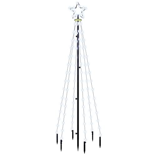 vidaXL LED Weihnachtsbaum mit Erdnägeln Lichterbaum Weihnachtsdeko Stern Beleuchtung Außen Beleuchtet Lichterkette Kaltweiß 108 LEDs 180cm von vidaXL