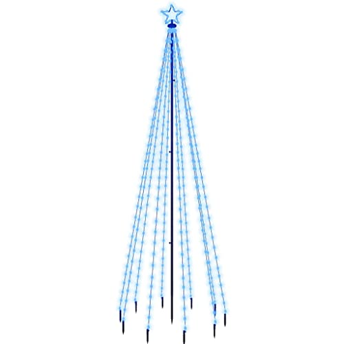vidaXL LED Weihnachtsbaum mit Erdnägeln Lichterbaum Weihnachtsdeko Stern Beleuchtung Außen Beleuchtet Lichterkette Blau 310 LEDs 300cm von vidaXL