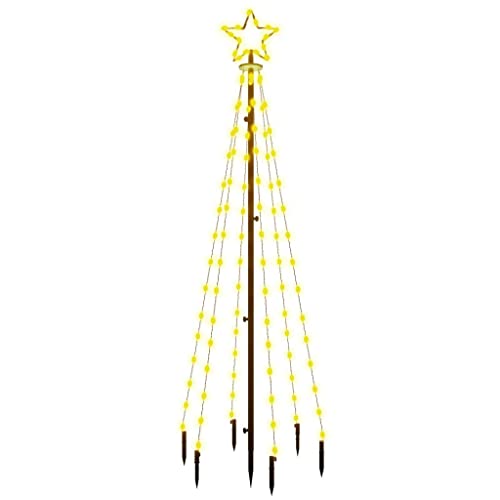 vidaXL LED Weihnachtsbaum mit Erdnägeln Lichterbaum Weihnachtsdeko Stern Beleuchtung Außen Beleuchtet Lichterkette Warmweiß 108 LEDs 180cm von vidaXL