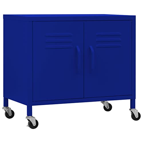 vidaXL Lagerschrank Marineblau 60x35x56cm Stahl Sideboard Schrank mit Rollen Büroschrank Metallschrank Aufbewahrungsschrank Büromöbel Stahlschrank von vidaXL