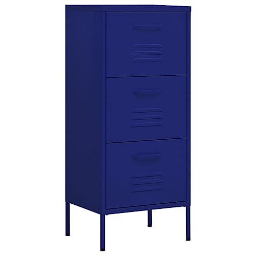 vidaXL Lagerschrank Sideboard Kommode Anrichte Stahlschrank Schrank Beistellschrank Mehrzweckschrank Bücherschrank Standschrank Marineblau 42,5x35x101,5cm Stahl von vidaXL