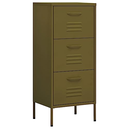 vidaXL Lagerschrank Sideboard Kommode Anrichte Stahlschrank Schrank Beistellschrank Mehrzweckschrank Bücherschrank Standschrank Olivgrün 42,5x35x101,5cm Stahl von vidaXL