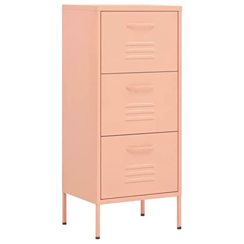 vidaXL Lagerschrank Sideboard Kommode Anrichte Stahlschrank Schrank Beistellschrank Mehrzweckschrank Bücherschrank Standschrank Rosa 42,5x35x101,5cm Stahl von vidaXL