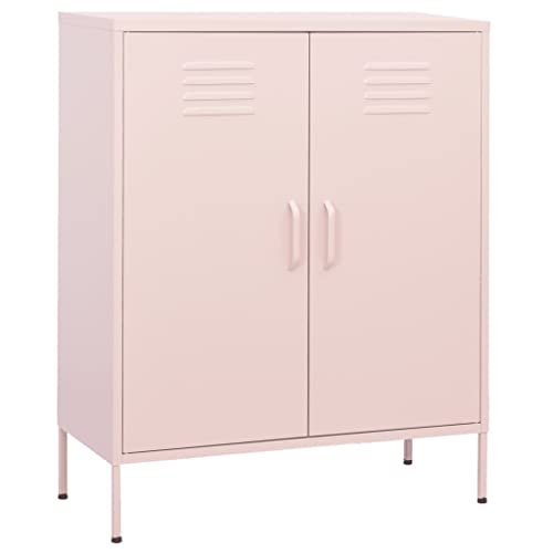 vidaXL Lagerschrank Sideboard Kommode Anrichte Stahlschrank Schrank Beistellschrank Mehrzweckschrank Bücherschrank Standschrank Rosa 80x35x101,5cm Stahl von vidaXL