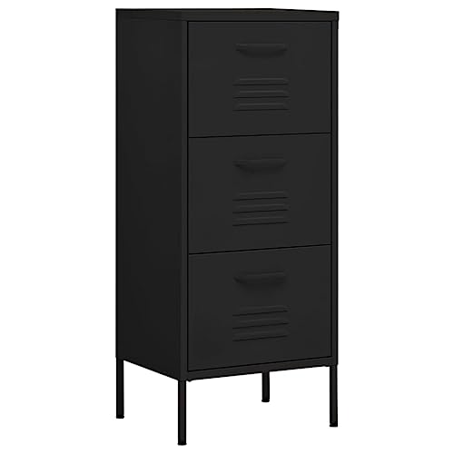 vidaXL Lagerschrank Sideboard Kommode Anrichte Stahlschrank Schrank Beistellschrank Mehrzweckschrank Bücherschrank Standschrank Schwarz 42,5x35x101,5cm Stahl von vidaXL