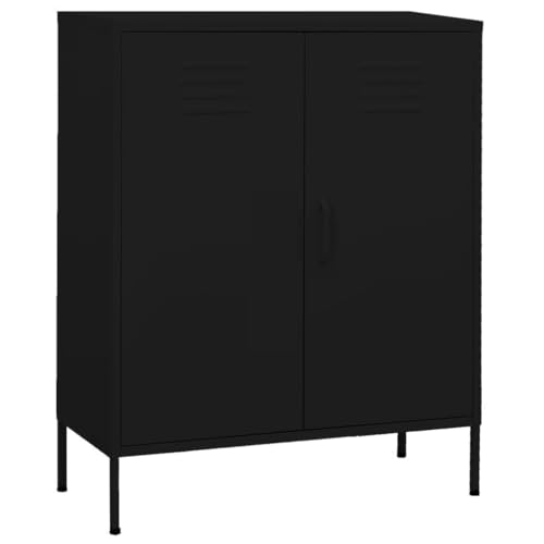 vidaXL Lagerschrank Sideboard Kommode Anrichte Stahlschrank Schrank Beistellschrank Mehrzweckschrank Bücherschrank Standschrank Schwarz 80x35x101,5cm Stahl von vidaXL