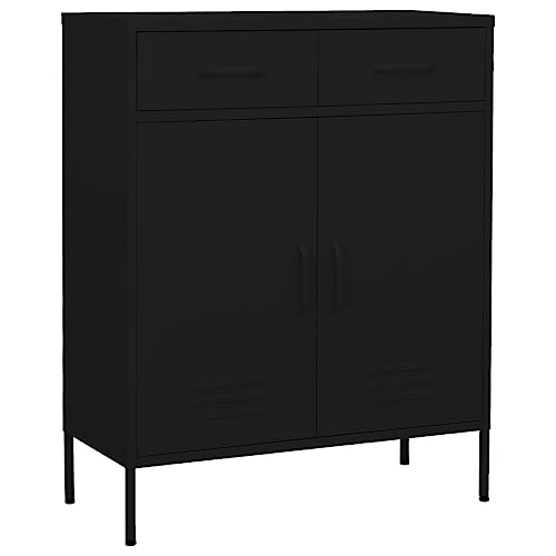 vidaXL Lagerschrank Sideboard Kommode Anrichte Stahlschrank Schrank Beistellschrank Mehrzweckschrank Bücherschrank Standschrank Schwarz 80x35x101,5cm Stahl von vidaXL