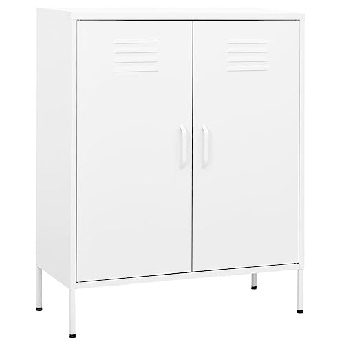 vidaXL Lagerschrank Sideboard Kommode Anrichte Stahlschrank Schrank Beistellschrank Mehrzweckschrank Bücherschrank Standschrank Weiß 80x35x101,5cm Stahl von vidaXL