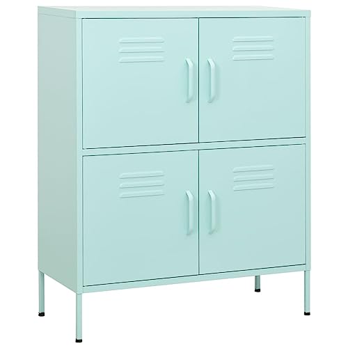 vidaXL Lagerschrank mit 2 Regalfächern Stahlschrank Sideboard Kommode Anrichte Schrank Beistellschrank Mehrzweckschrank Minzgrün 80x35x101,5cm Stahl von vidaXL