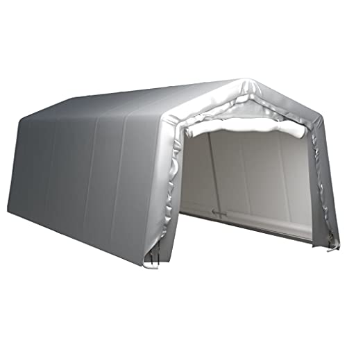 vidaXL Lagerzelt UV-beständig Industriezelt Zelthalle Weidezelt Zelt Zeltgarage Foliengarage Unterstand Lagerhalle 300x750cm Stahl Grau von vidaXL